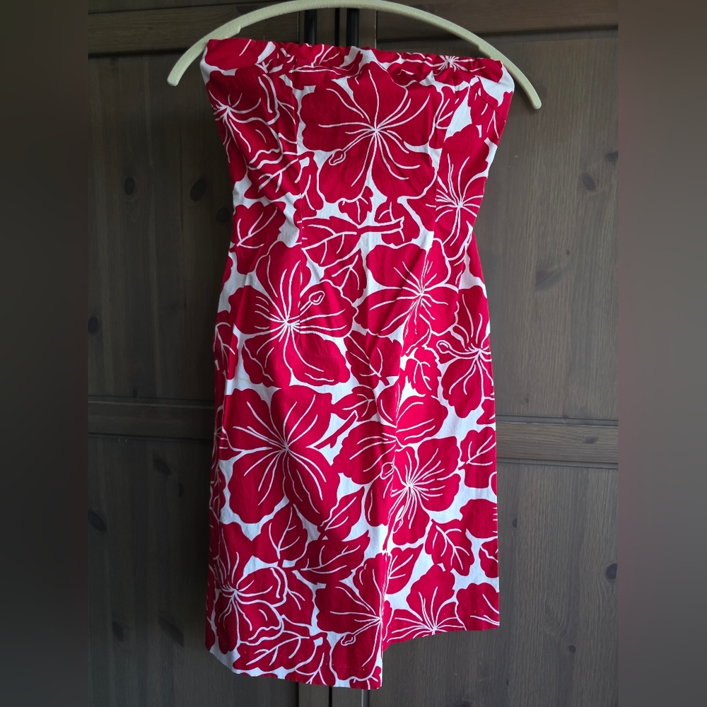 Vintage The Limited Tropical Floral Red and White Dress